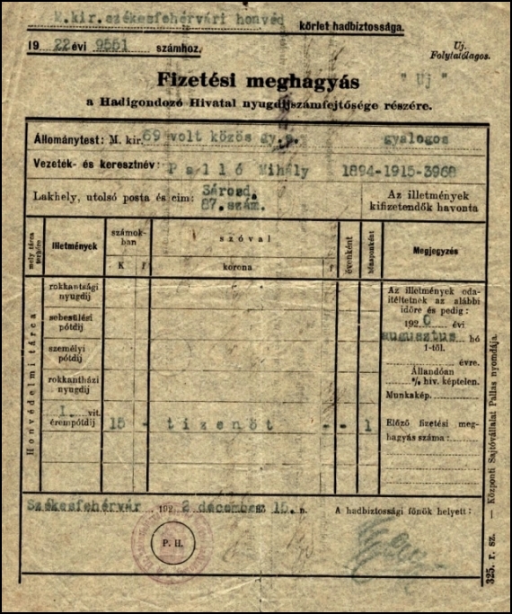 Pall Mihly - Fizetsi meghagys
